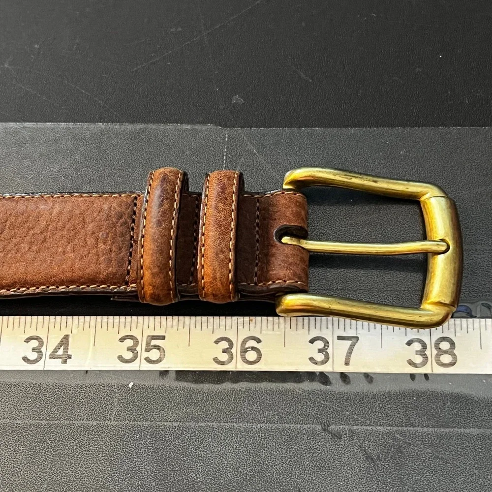 Vintage Brighton Brown Textured Leather Belt Brass Buckle Women's‎ Size 32